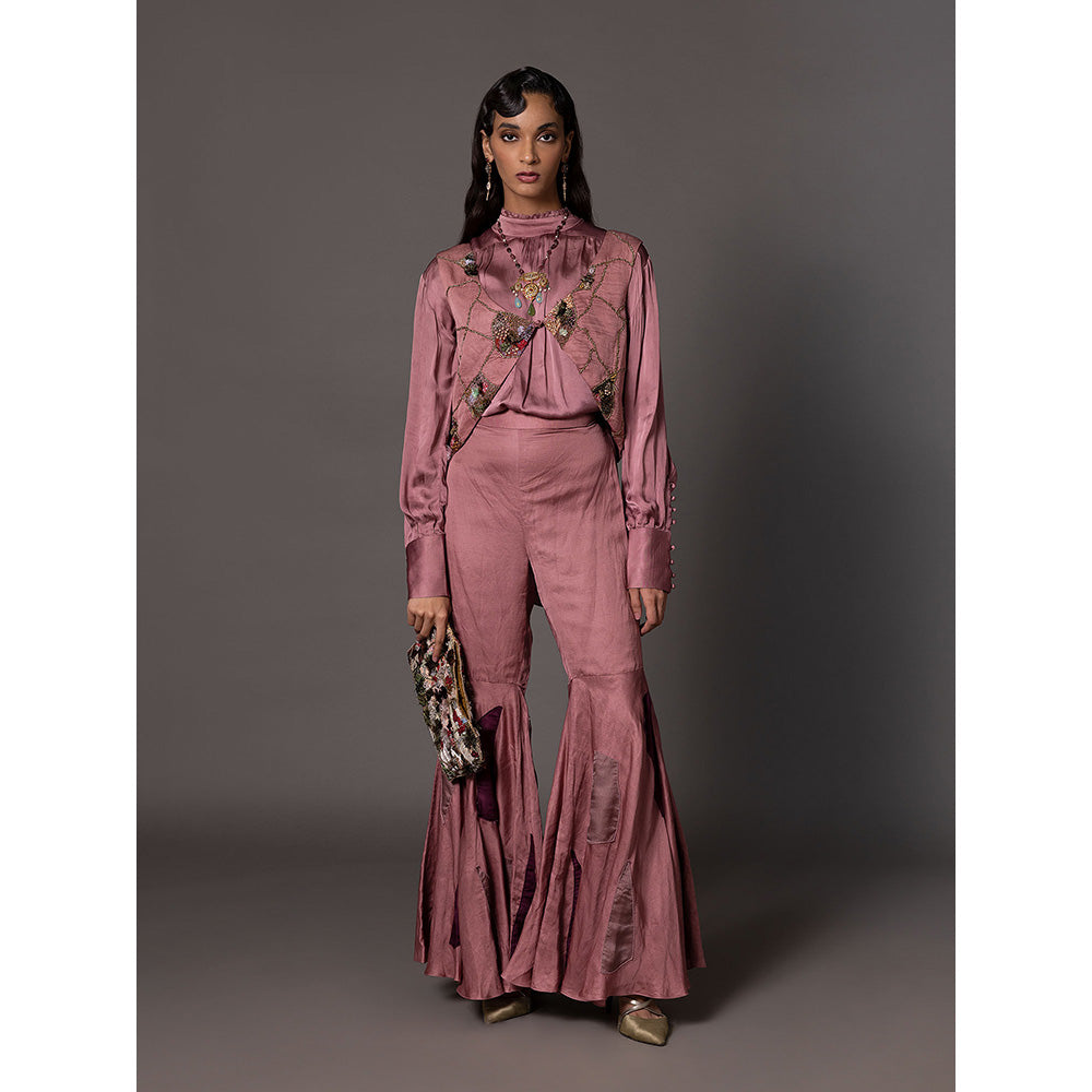 A Humming Way Mesa Pink Jacket with Shirt and Sharara (Set of 3)