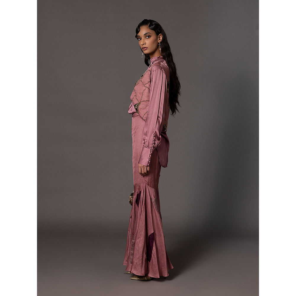 A Humming Way Mesa Pink Jacket with Shirt and Sharara (Set of 3)