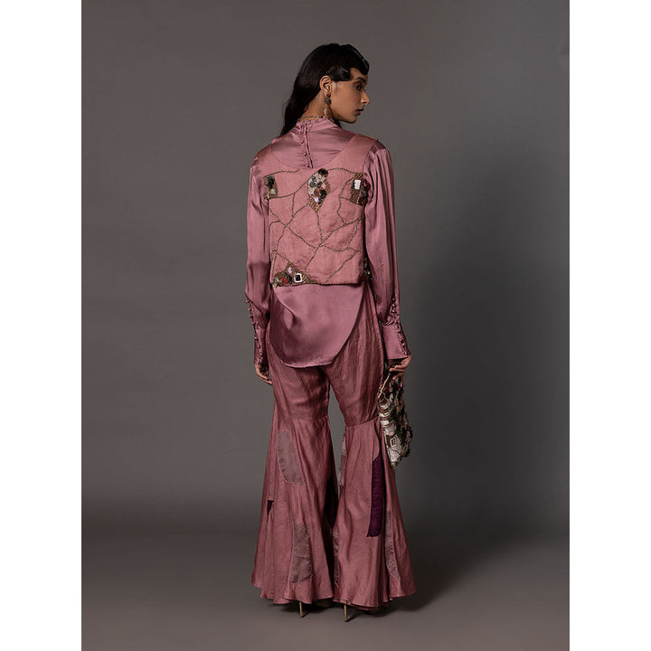 A Humming Way Mesa Pink Jacket with Shirt and Sharara (Set of 3)