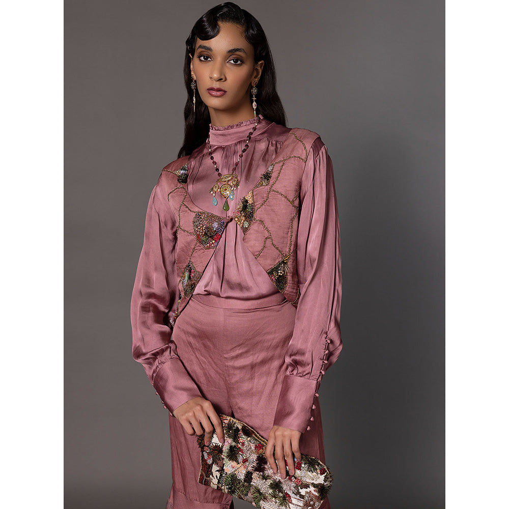 A Humming Way Mesa Pink Jacket with Shirt and Sharara (Set of 3)