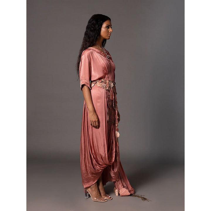 A Humming Way Desert Rose Kaftan Saree Drape and Desert Rose Belt