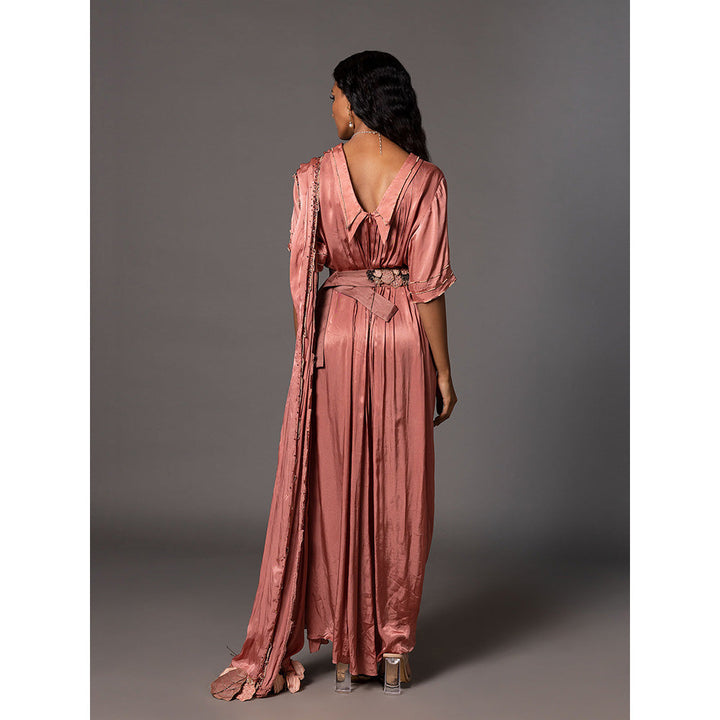 A Humming Way Desert Rose Kaftan Saree Drape and Desert Rose Belt