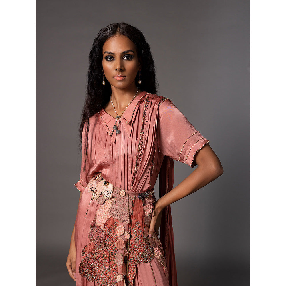 A Humming Way Desert Rose Kaftan Saree Drape and Desert Rose Belt