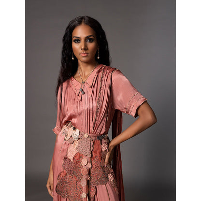 A Humming Way Desert Rose Kaftan Saree Drape and Desert Rose Belt