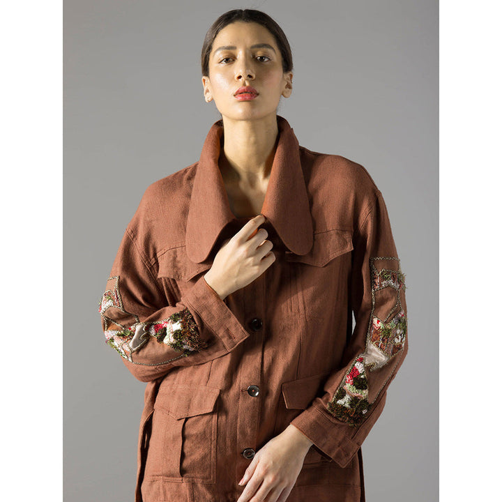 A Humming Way Brown Maze Khadi Jacket