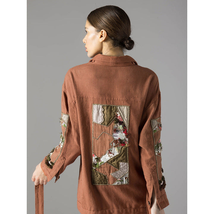 A Humming Way Brown Maze Khadi Jacket