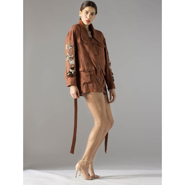 A Humming Way Brown Maze Khadi Jacket