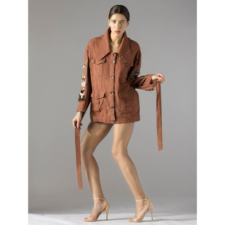 A Humming Way Brown Maze Khadi Jacket