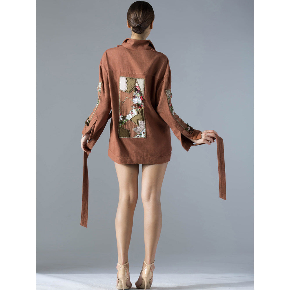 A Humming Way Brown Maze Khadi Jacket