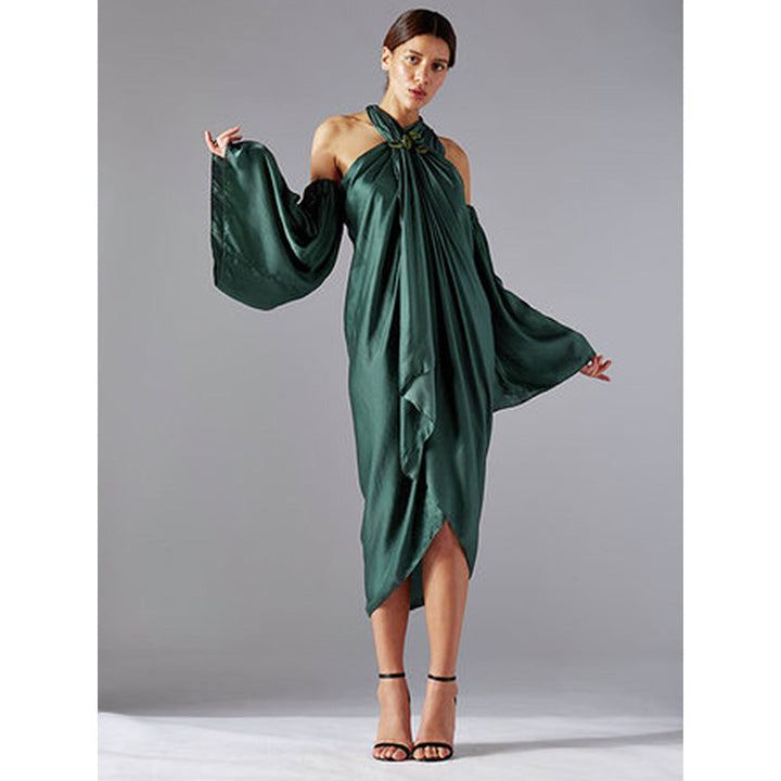 A Humming Way Green Towel Drapr Dress