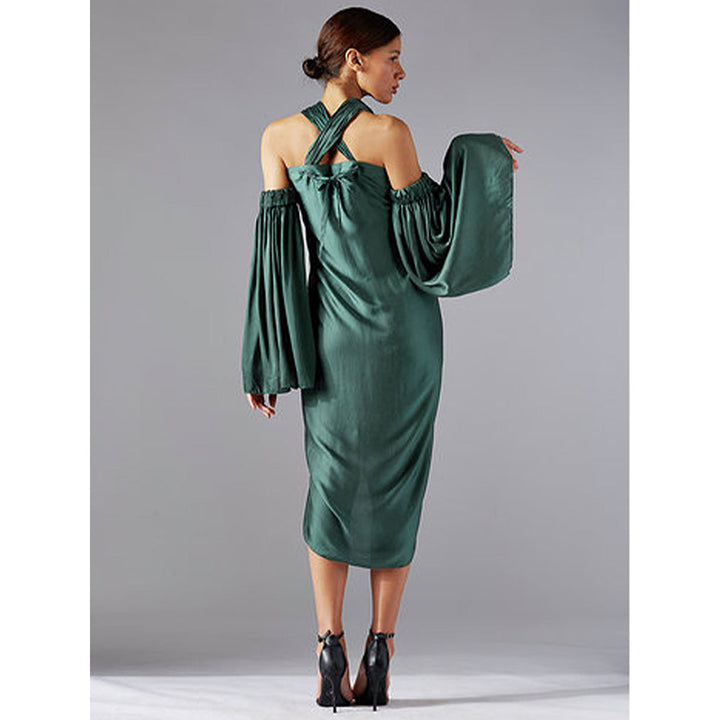 A Humming Way Green Towel Drapr Dress