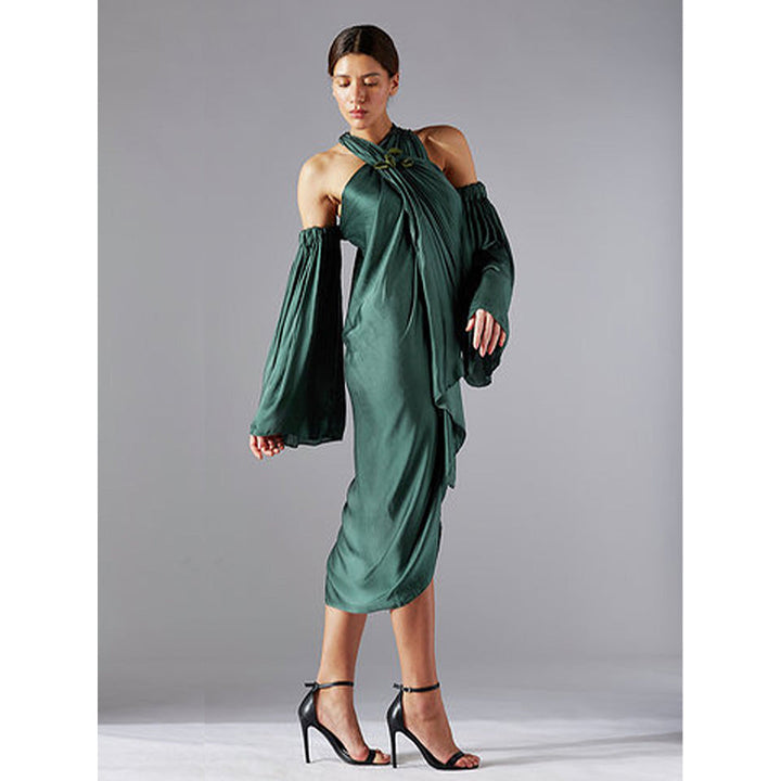 A Humming Way Green Towel Drapr Dress