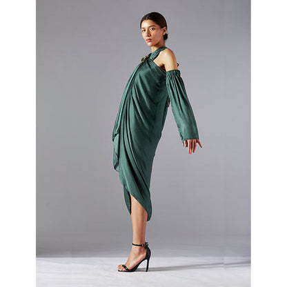 A Humming Way Green Towel Drapr Dress