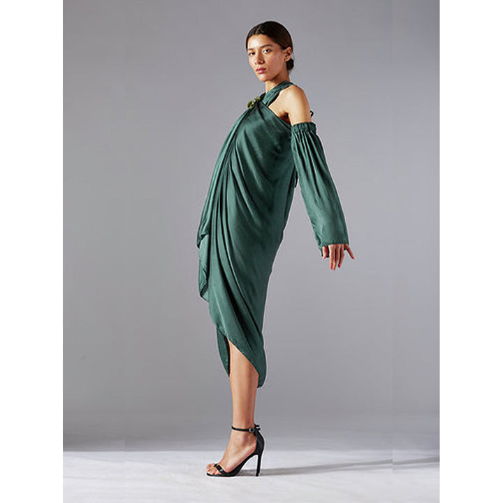 A Humming Way Green Towel Drapr Dress