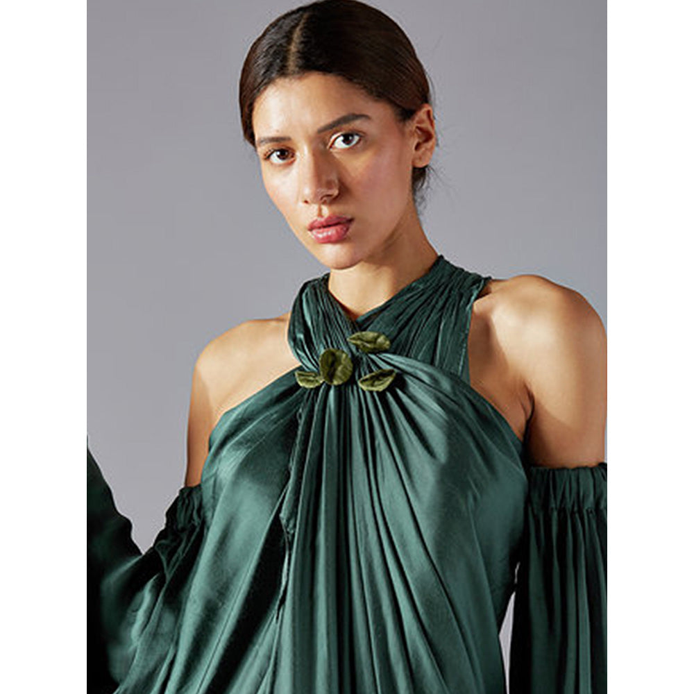 A Humming Way Green Towel Drapr Dress