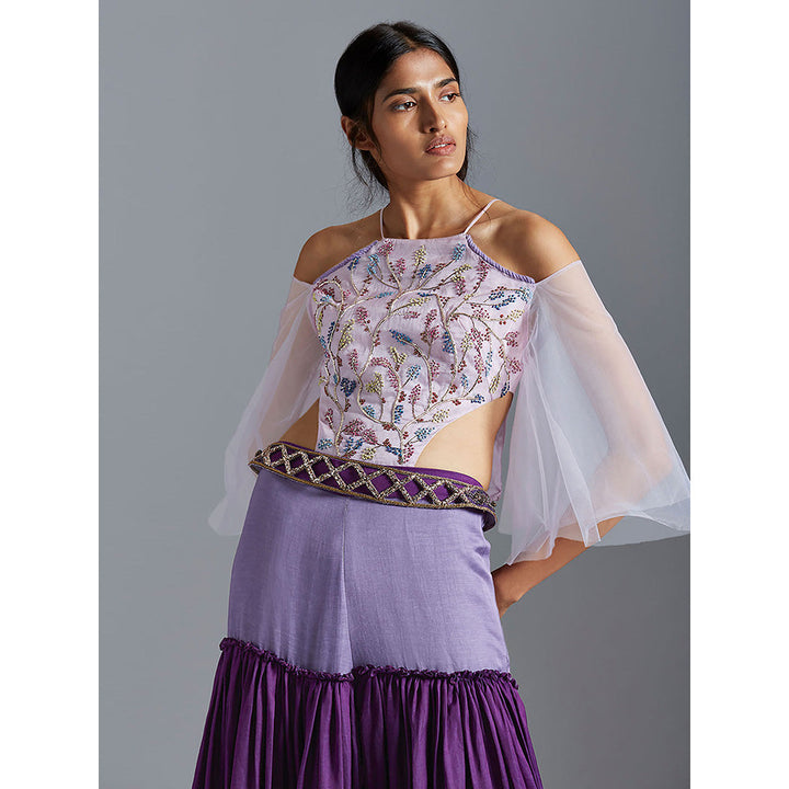 A Humming Way Purple Sharara (Set of 2)