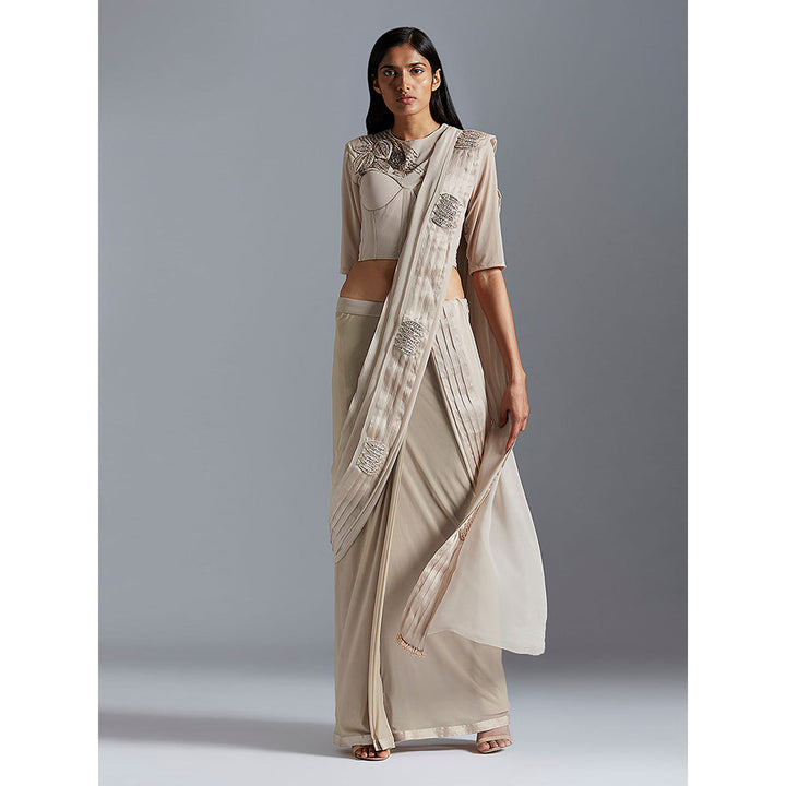 A Humming Way Grey Saree with Stitched Blouse