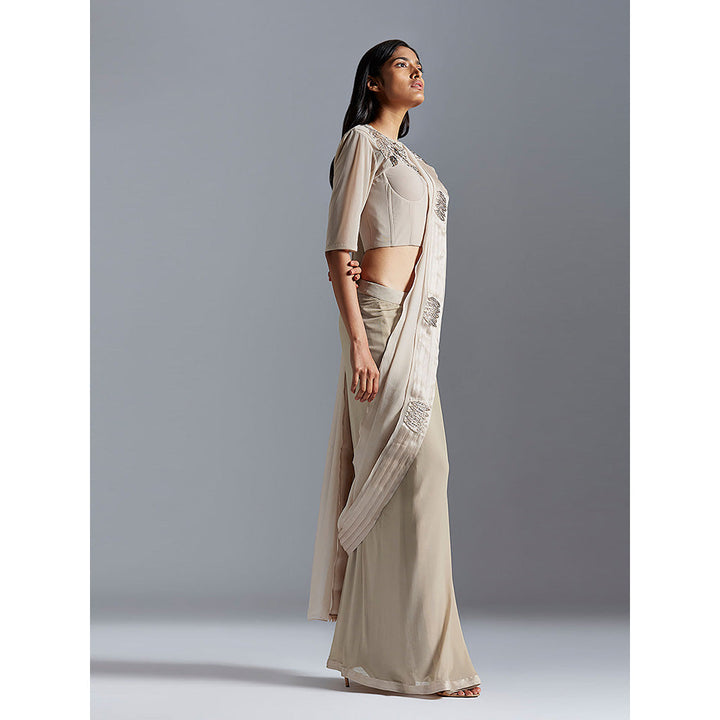 A Humming Way Grey Saree with Stitched Blouse