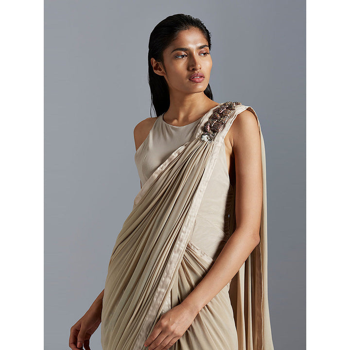 A Humming Way Grey Saree with Stitched Blouse