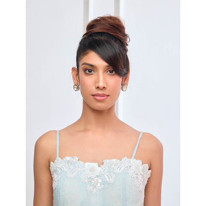 Aishwarya Tyagi Organza Jamdani Straight Fit Kurta with Pant & Dupatta (Set of 3)