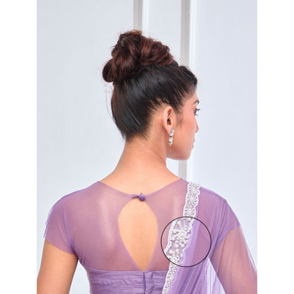 Aishwarya Tyagi Organza Jamdani Blouse with Fish Cut Lehenga & Dupatta (Set of 3)