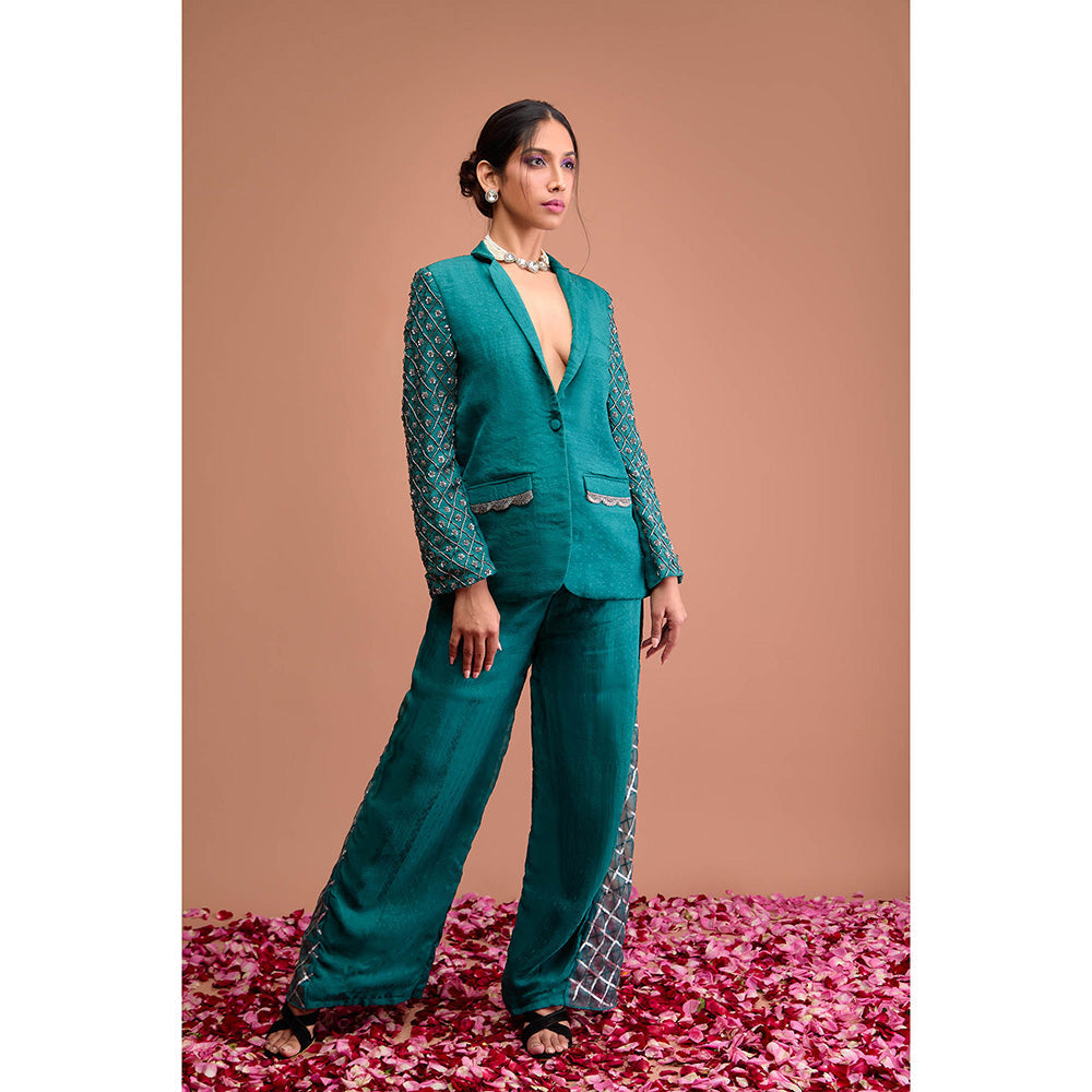 Aishwarya Tyagi Organza Jamdani Indowestern Co-Ord (Set of 2)