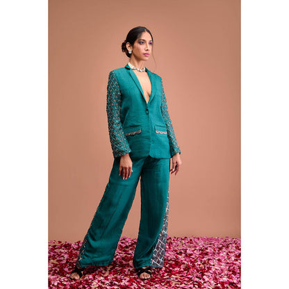 Aishwarya Tyagi Organza Jamdani Indowestern Co-Ord (Set of 2)