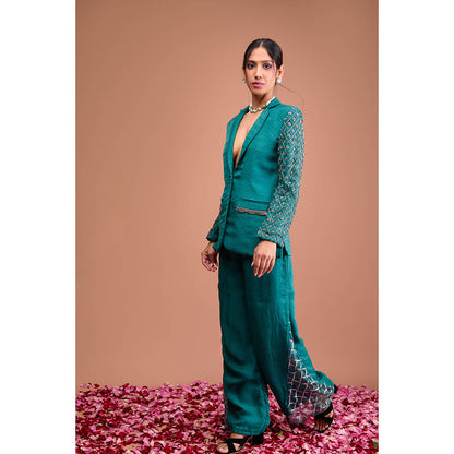 Aishwarya Tyagi Organza Jamdani Indowestern Co-Ord (Set of 2)