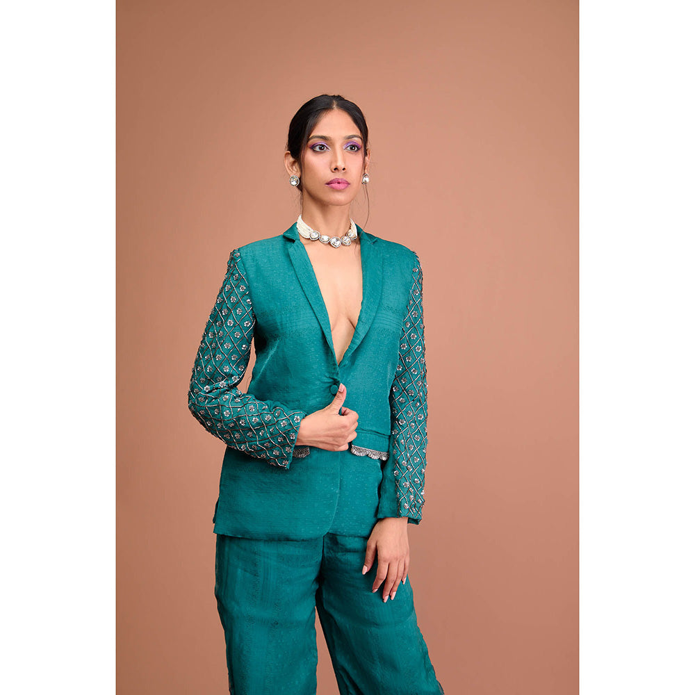 Aishwarya Tyagi Organza Jamdani Indowestern Co-Ord (Set of 2)