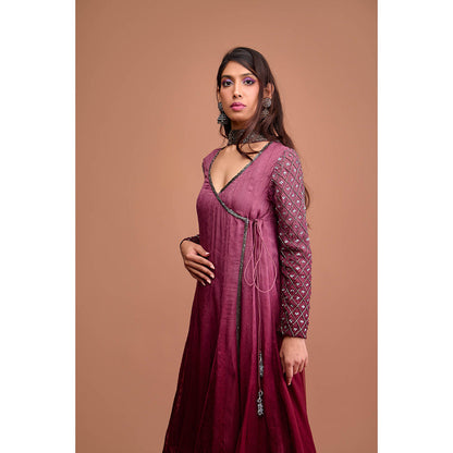 Aishwarya Tyagi Organza Jamdani Angarkha Kurta With Churidar Pant & Dupatta (Set of 3)