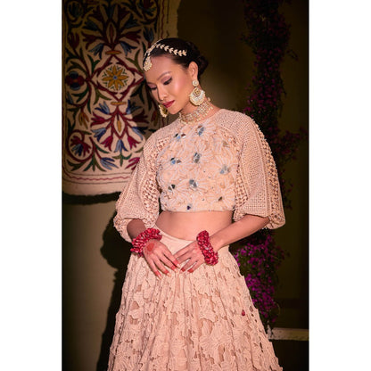 Aishwarya Tyagi Paulina Pearls Lehenga with Blouse and Dupatta (Set of 3)