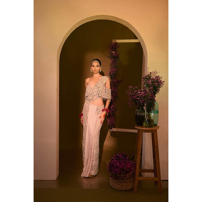 Aishwarya Tyagi Rajata Mirror Work Top and Skirt (Set of 2)