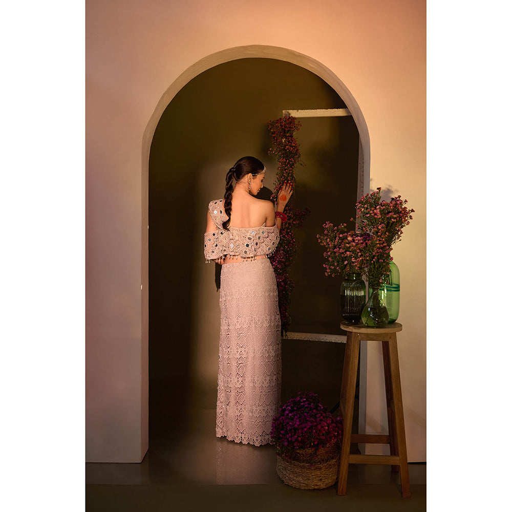 Aishwarya Tyagi Rajata Mirror Work Top and Skirt (Set of 2)