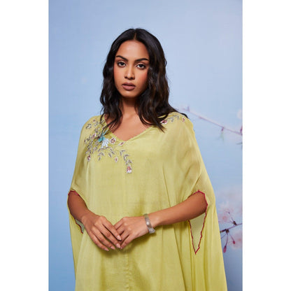 Ajiesh Oberoi Green Reet Cape with Bustier and Pant (Set of 3)