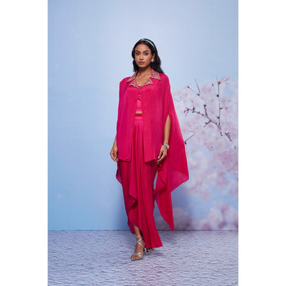 Ajiesh Oberoi Rani Zarin Embroidered Cape with Bustier and Skirt (Set of 3)