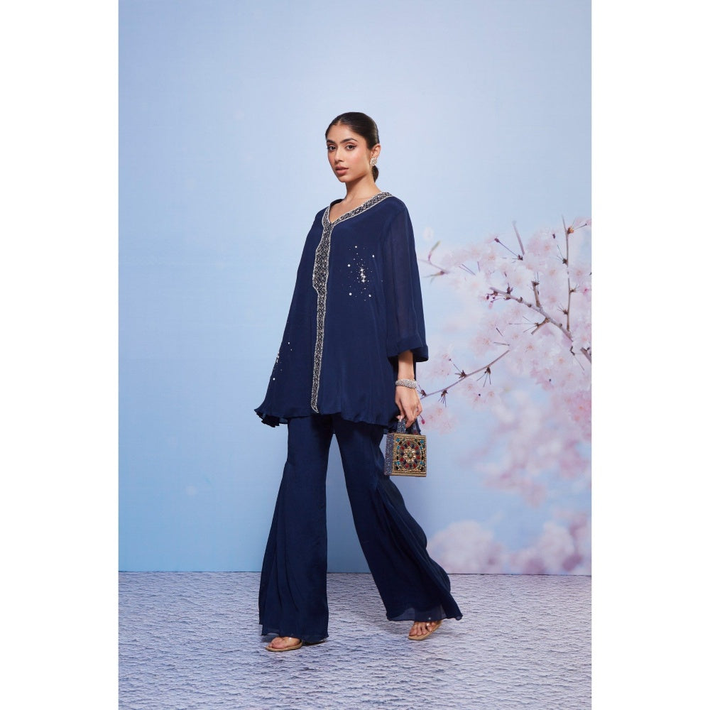 Ajiesh Oberoi Navy Blue Aleena Co-ord (Set of 2)