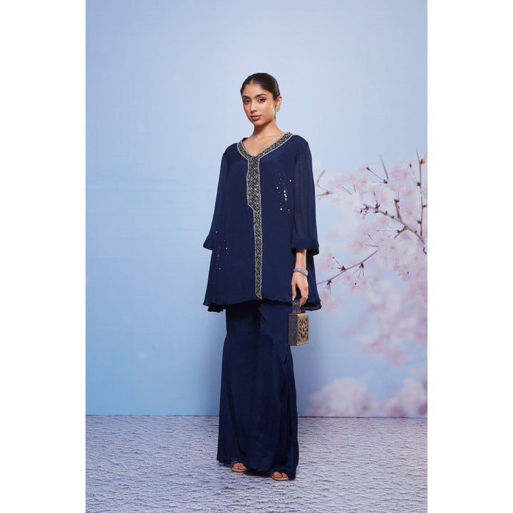 Ajiesh Oberoi Navy Blue Aleena Co-ord (Set of 2)