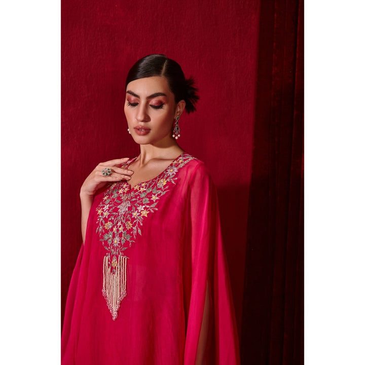 Ajiesh Oberoi Rani Pink Chahat Embroidered Cape and Skirt with Inner (Set of 3)