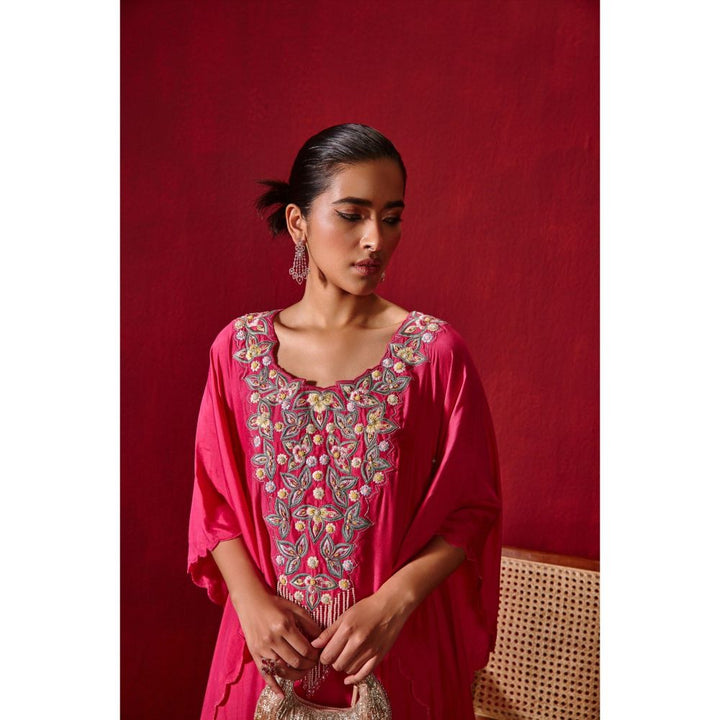 Ajiesh Oberoi Rani Pink Ambar Kaftan and Palazzo (Set of 2)