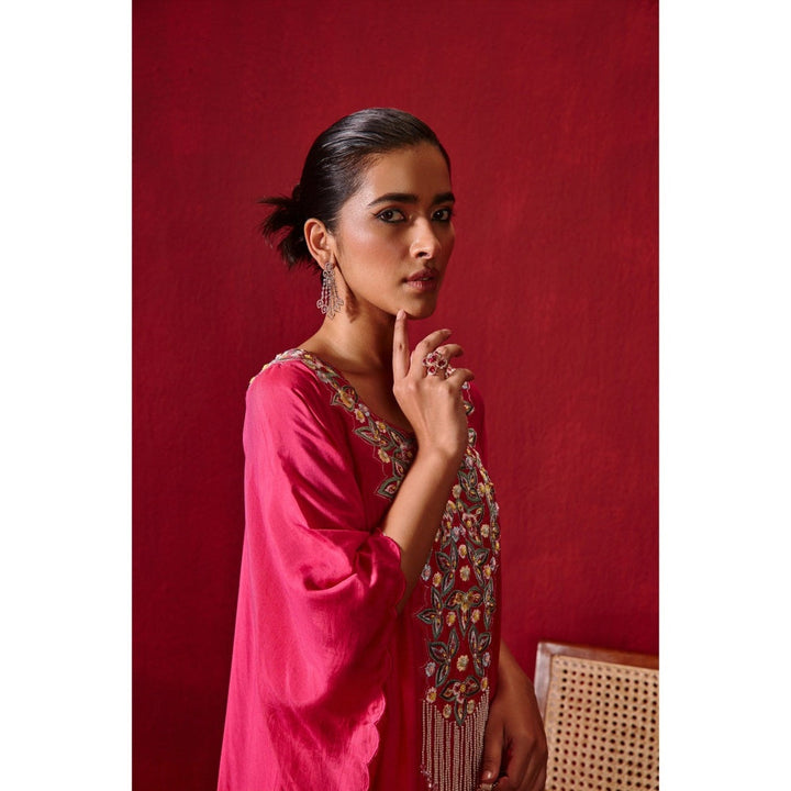 Ajiesh Oberoi Rani Pink Ambar Kaftan and Palazzo (Set of 2)