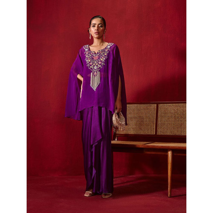 Ajiesh Oberoi Chahat Purple Skirt with Inner and Cape (Set of 3)