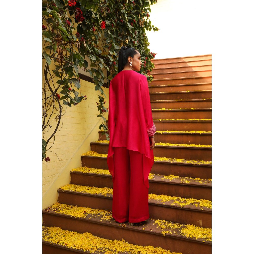 Ajiesh Oberoi Pink Jhilmil Tunic with Palazzo (Set of 2)