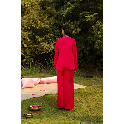 Ajiesh Oberoi Pink Mira Top with Pant (Set of 2)