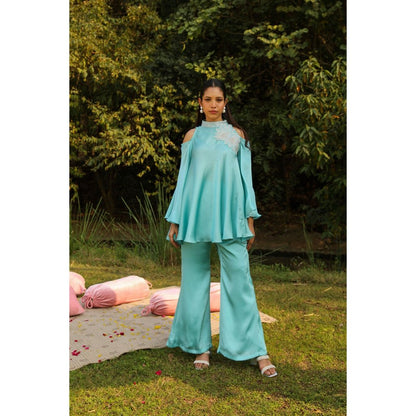 Ajiesh Oberoi Blue Khushi Top with Pant (Set of 2)