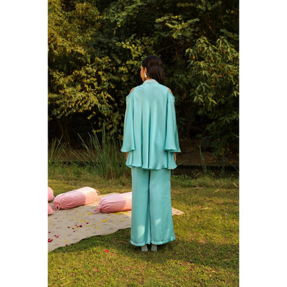 Ajiesh Oberoi Blue Khushi Top with Pant (Set of 2)