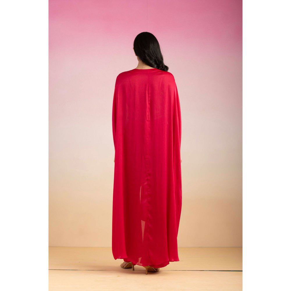 Ajiesh Oberoi Pink Bulbul Kaftan with Palazzo (Set of 2)