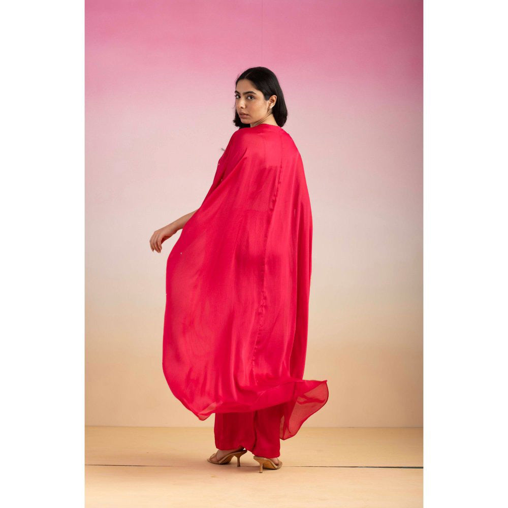 Ajiesh Oberoi Pink Bulbul Kaftan with Palazzo (Set of 2)