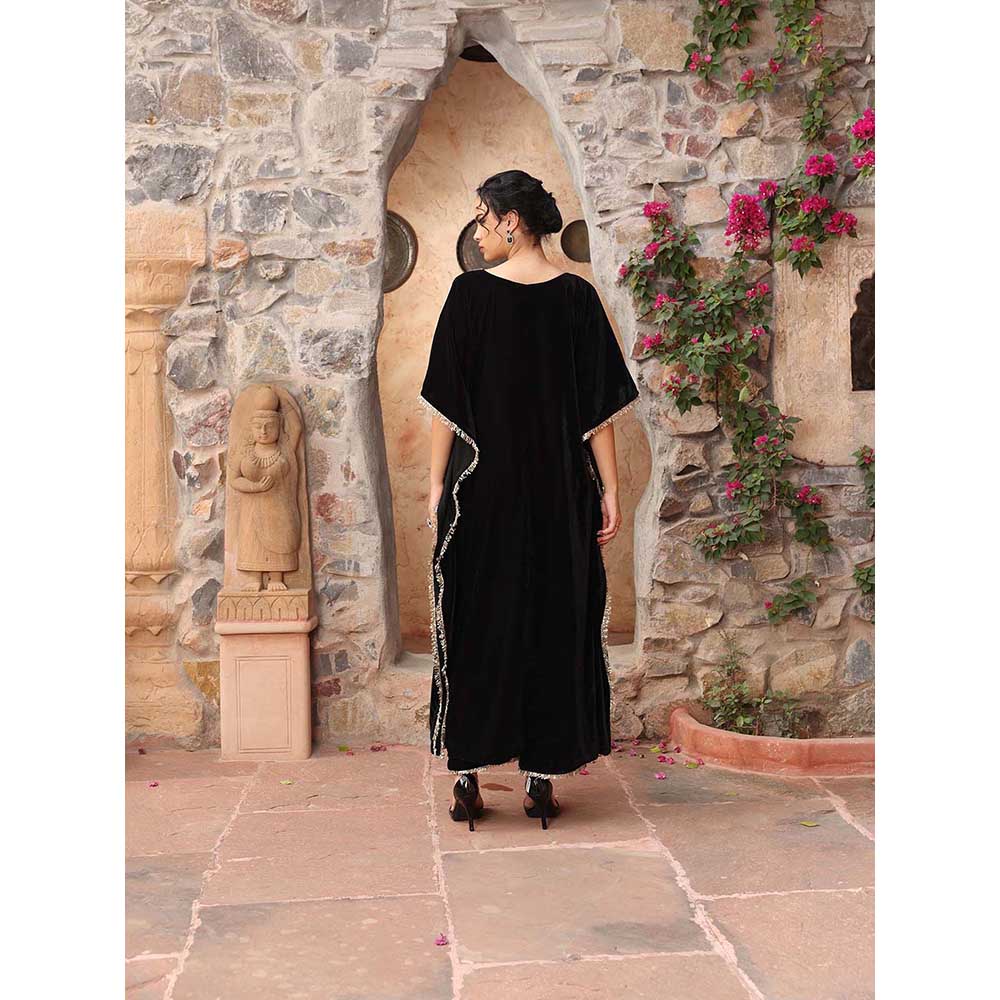 Ajiesh Oberoi Black Kaftan with Palazzo (Set of 2)