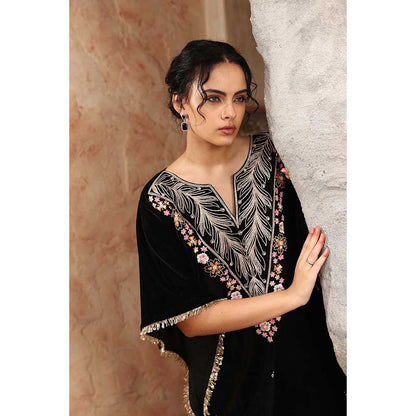 Ajiesh Oberoi Black Kaftan with Palazzo (Set of 2)