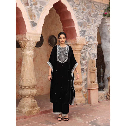 Ajiesh Oberoi Black Kaftan with Pant (Set of 2)